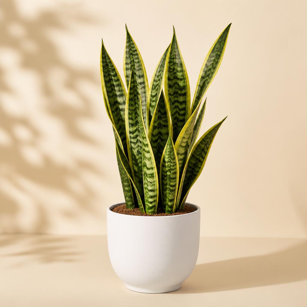 Snake Plant in a white ceramic pot